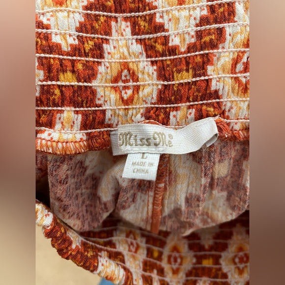 Miss Me: Orange, White and Burnt Red Hippie Festival Rayon Pants - Picture 17 of 17